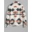 Men's Ethnic Aztec Printed Thermal Fluffy Fleece Flap Pocket Button Front Jacket